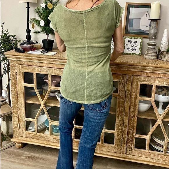 Sage Green Short Sleeve Henley - Picture 3 of 5